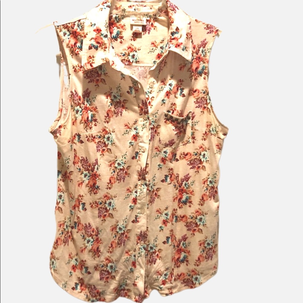 Floral button up sleeveless top